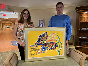Dianne Perry's daughter, Denise Thomson, and son, Rich Perry, with “Mariposa”